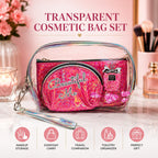 Transparent Cosmetic Bag Set (Pack of 3) – Travel Makeup & Toiletry Organizer