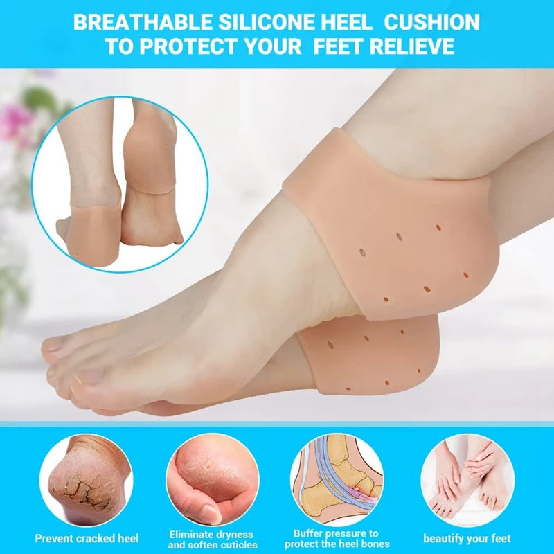 Pack of 2 Half Heel Protector – Silicone Gel Heel Cushion Sleeve for Cracked Heels & Pain Relief