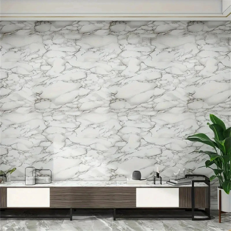 White Marble Sticker Sheet (60x200cm) – Self Adhesive Kitchen Countertop & Cabinet Cover