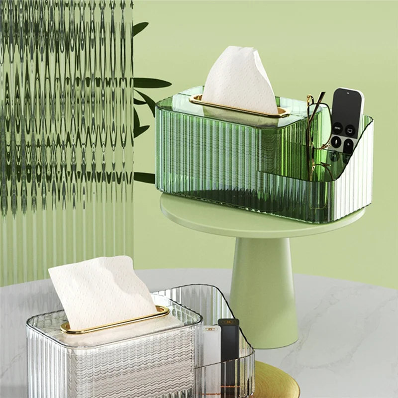 2 in 1 Acrylic Tissue Box Holder – Multifunctional Cosmetic & Tissue Organizer for Vanity & Bathroom