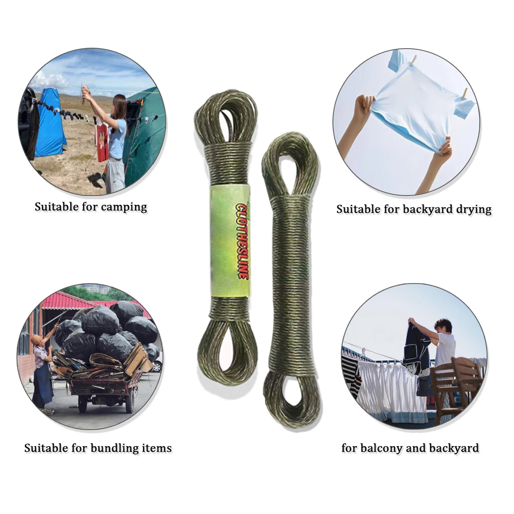 Heavy Duty 20 Meter PVC Metal Inner Rope for Laundry Wet Clothes