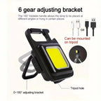 Pack of 2 Mini Keychain COB LED Light – Rechargeable Pocket Flashlight with Bottle Opener & Stand