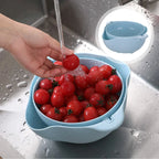 Double Layer Fruit Vegetable Washing Bowl Household Kitchen Sink Rotatable Drainer for Home and Kitchen