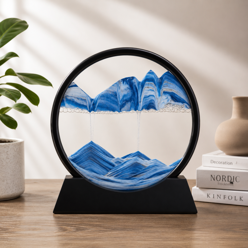 3D Moving Sand Art Hourglass – Deep Sea Quicksand Round Glass Decor