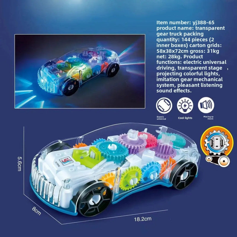Transparent Police Concept Car Toy for Kids – Light & Gear Motion Puzzle Car