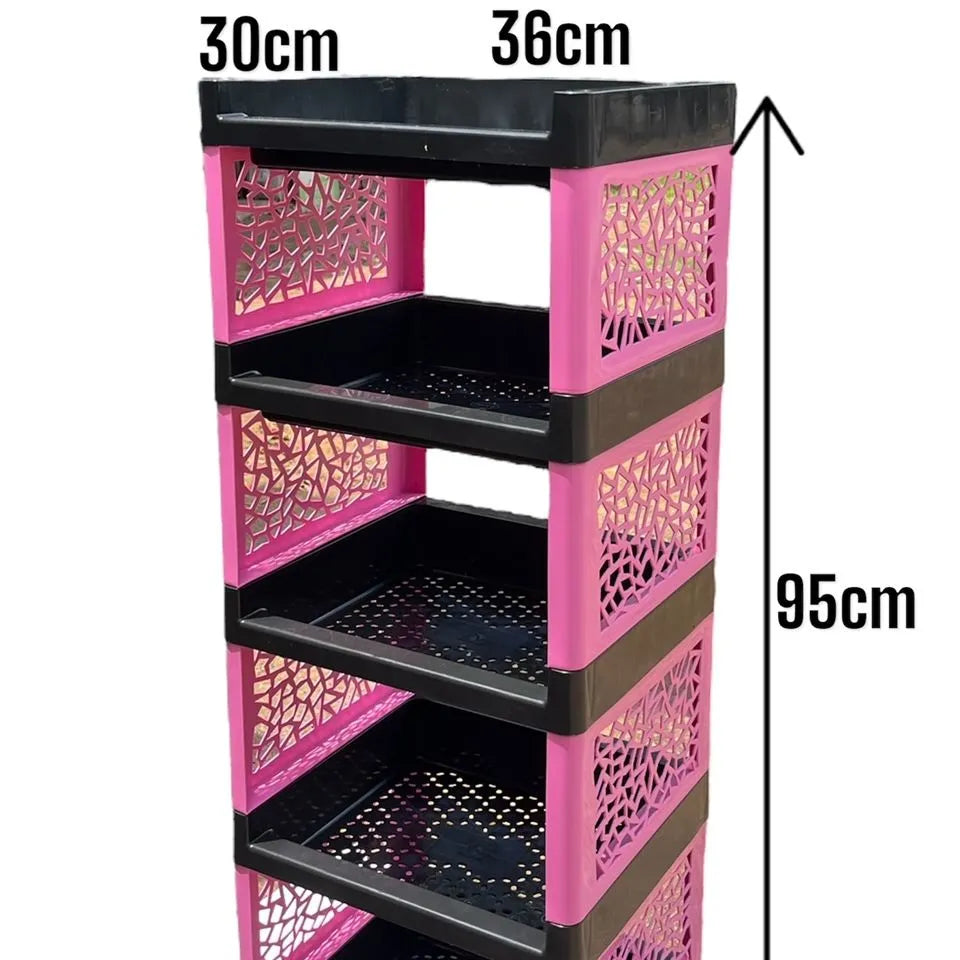 5 Layer Flower Design Shoe Rack – Stylish Multi-Tier Plastic Shoe Organizer