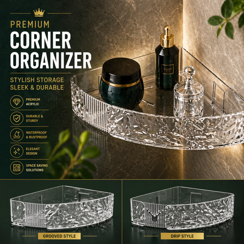Premium Corner Bathroom Organizer Shelf – Wall Mounted Shower Storage Rack