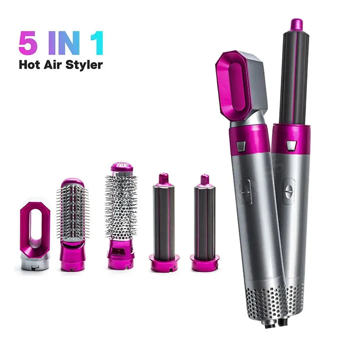 5 in 1 Hot Air Hair Brush – Multi-Function Hair Styler Dryer, Curler & Straightener (Imported China Model)