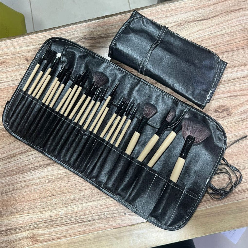 24 PCS Professional Makeup Brush Set with Pouch – Face, Eye & Eyebrow Beauty Kit