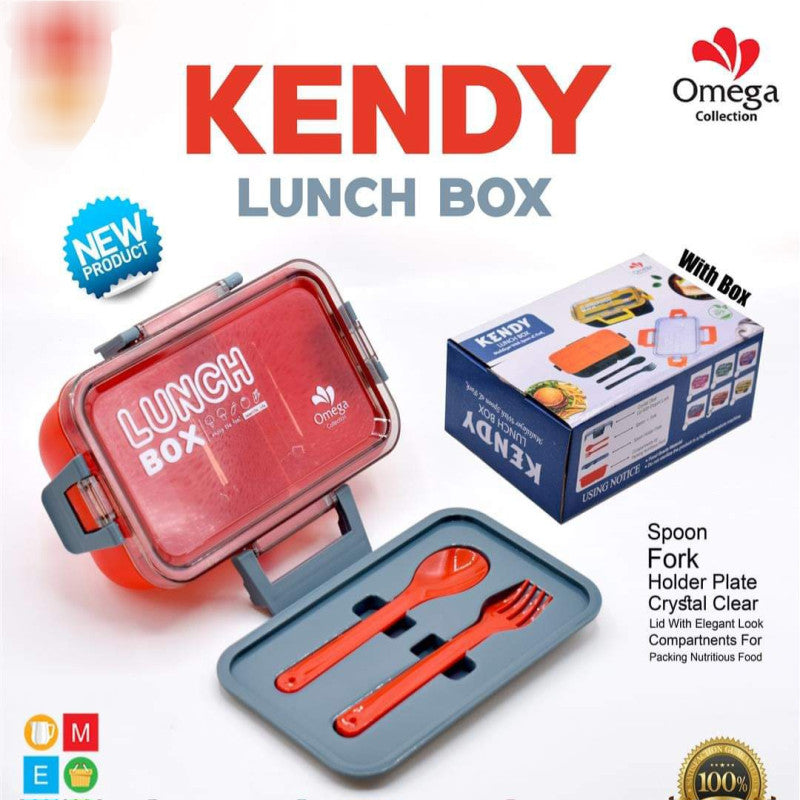 Kendy Lunch Box – Leakproof Lunch Box with Spoon & Fork | Crystal Clear Lid
