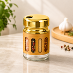 Premium Glass Spice Jar with Golden Lid – Kitchen Seasoning & Storage Container