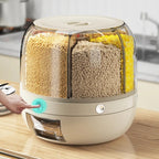 Rotatable Airtight Rice Dispenser with 6-Portion Storage - Waterproof & Moisture-Proof Kitchen Storage Solution