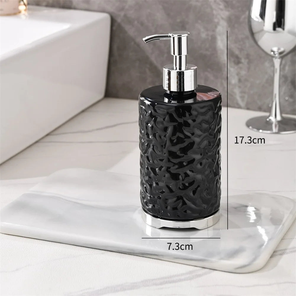 450ML Luxury Soap Dispenser – Elegant Hand Wash & Sanitizer Pump Bottle (Textured Design)