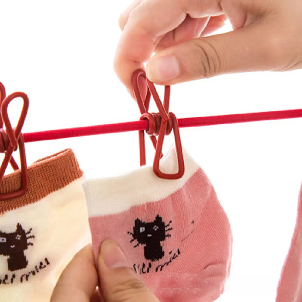 Portable Clothesline 185CM with 12pcs Clips for Home