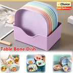 10PCS Plate Set with Stand – Multi-Color Snack Plates with Storage Holder | Durable Serving Dish Set