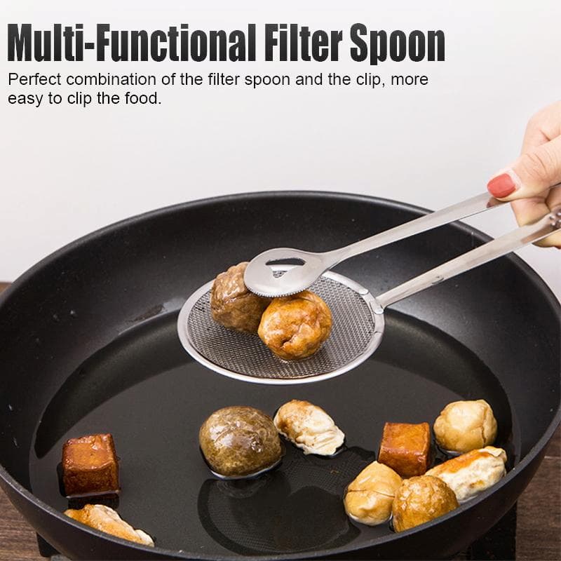Frying Tong 2 in 1 Kitchen Sifter Strainer Tongs