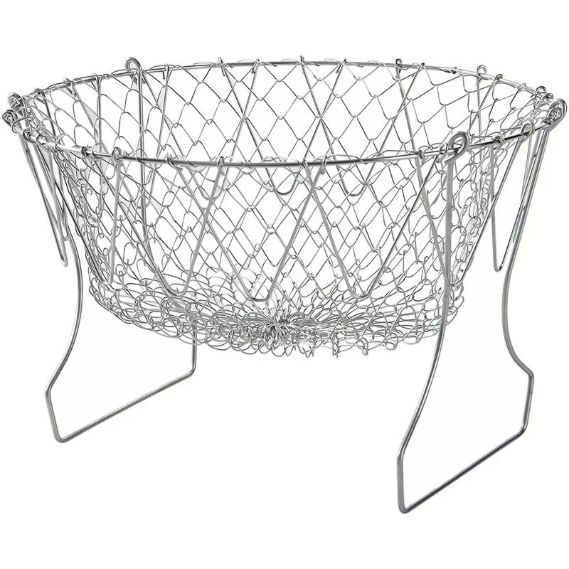 Chef Basket – Stainless Steel Folding Fry & Strainer Basket | Multi Purpose Cooking Basket