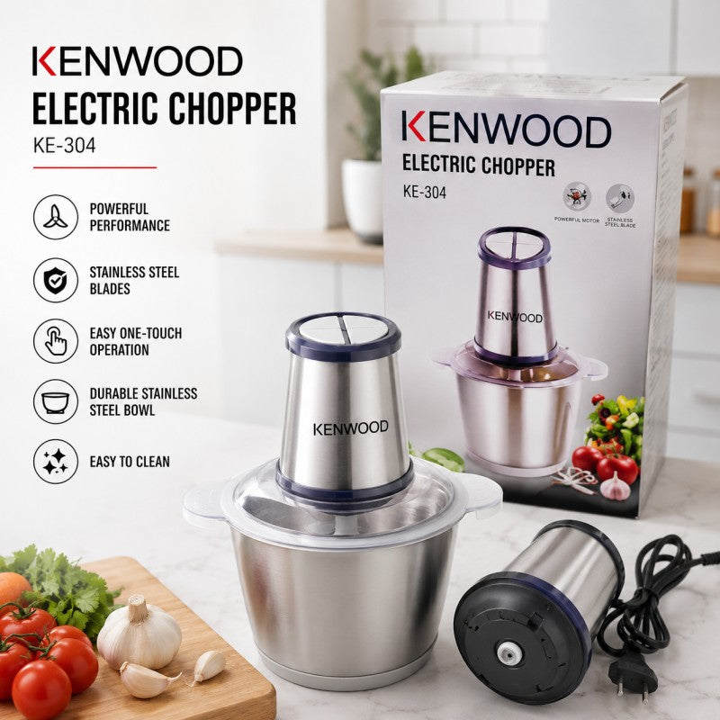 Kenwood Electric Kitchen Chopper KE-304 – 6 Blade Stainless Steel Food Processor