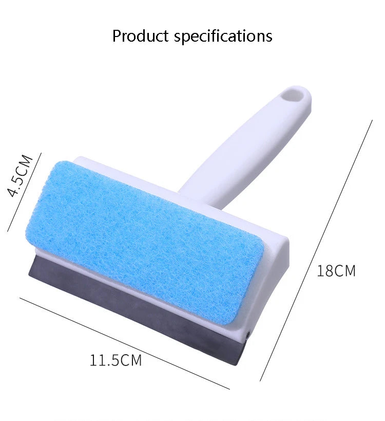 Pack of 2 Foam Glass Wiper with Handle – Window Cleaning Squeegee & Scrubber (2 in 1)