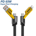Pack of 2 4-in-1 Multi Charging Cable 65W – Fast Charging USB to Type-C, Lightning & Micro USB