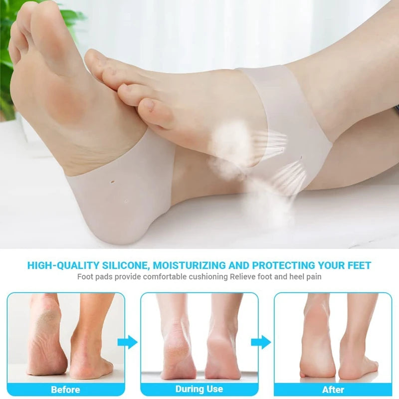Pack of 2 Half Heel Protector – Silicone Gel Heel Cushion Sleeve for Cracked Heels & Pain Relief