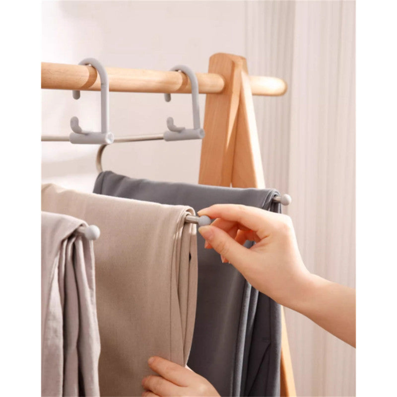 Foldable Metal Pant Hanger (Pack of 2) – Multi Layer Space Saving Closet Organizer