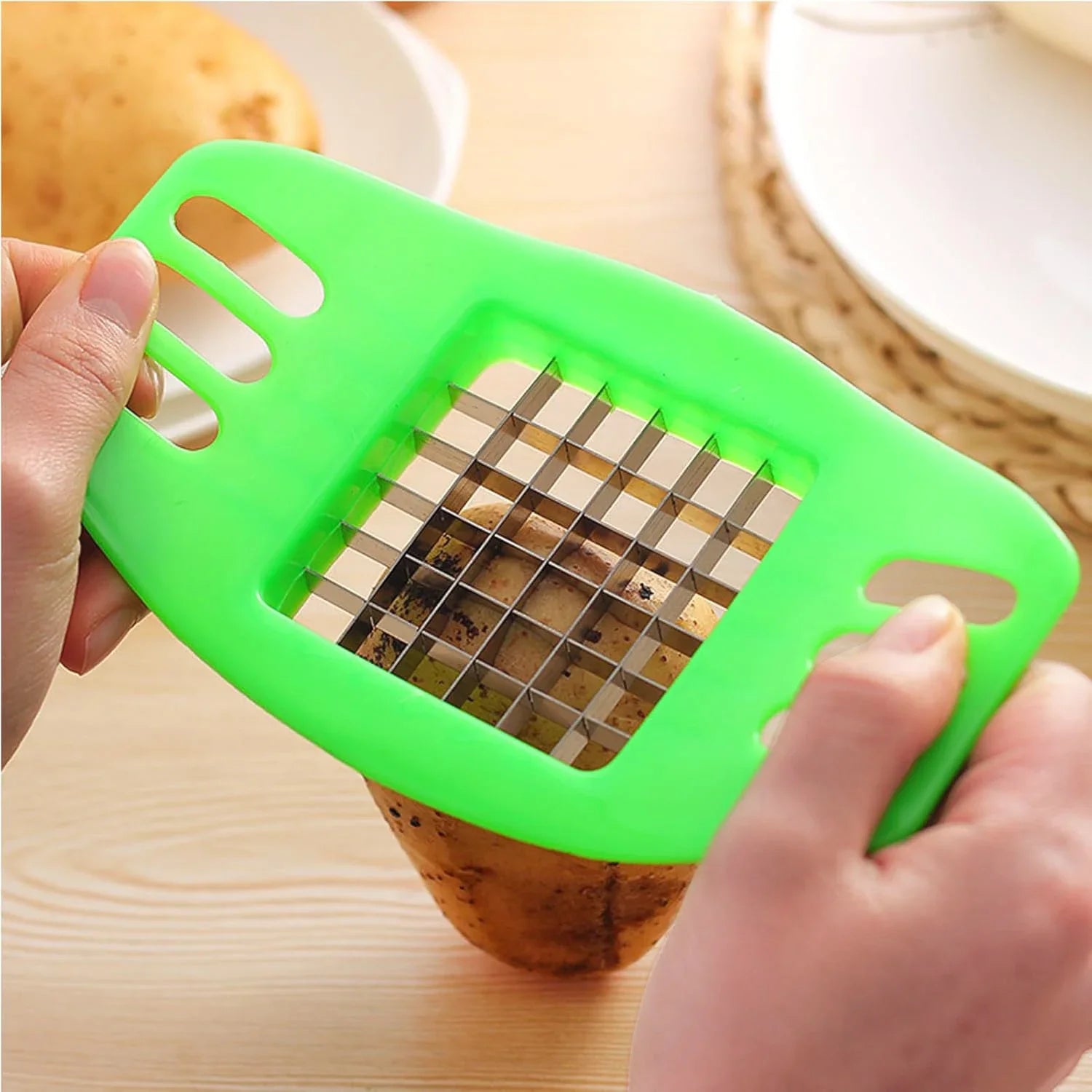 Stainless Steel Vegetable Potato Square Slicer French Fry Grid Cutter