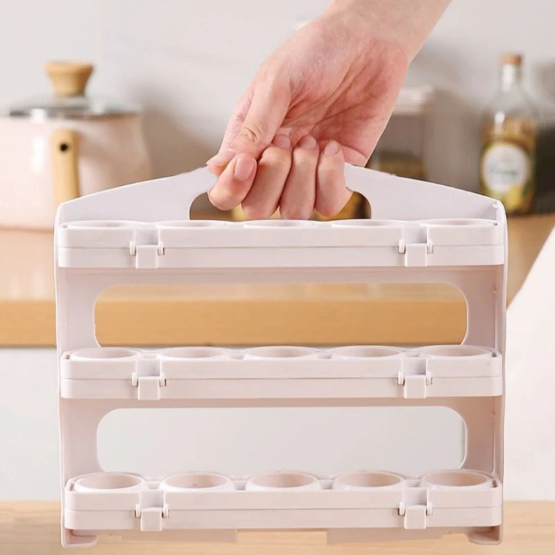 3 Layer Foldable Egg Organizer – Fridge Storage Rack for Eggs (Space Saving)