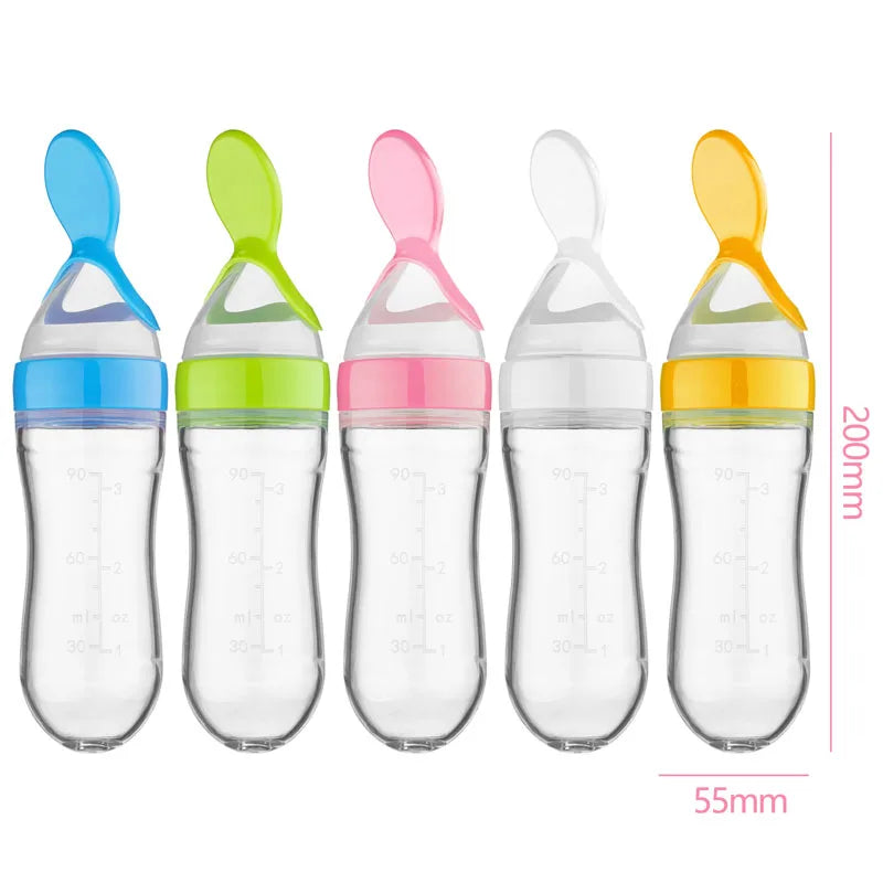Baby Spoon Feeder - Silicone Baby Feeding Bottle With Spoon