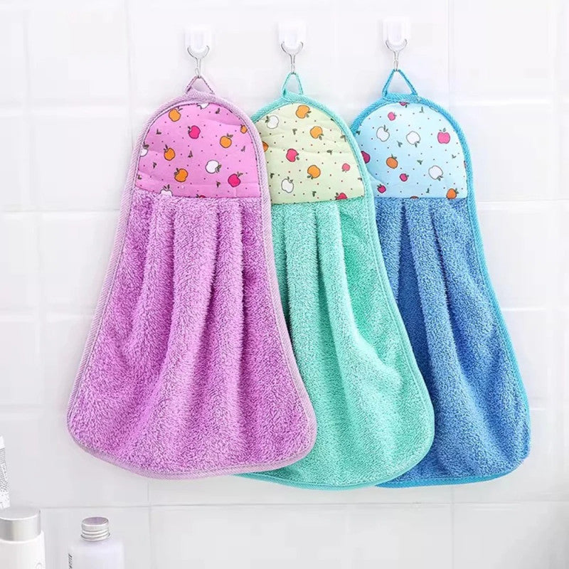 Pack of 3 Kitchen Hanging Towel – Super Absorbent Hand & Dish Towel | Soft Microfiber Hanging Cloth