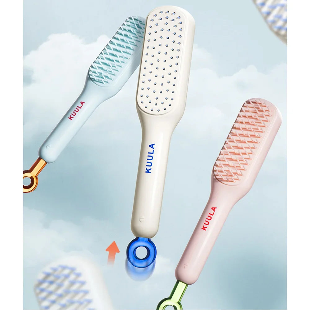 Self Cleaning Hair Brush – Anti-Hair Fall Detangling Comb with One-Click Cleaning