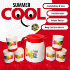 Summer Jug Set with Glasses (7pcs) – Water & Juice Serving Set | Stylish Plastic Pitcher Set