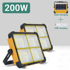 200W Solar LED Flood Light – Rechargeable Dimmable Outdoor Light with USB & Solar Charging (IP66 Waterproof)