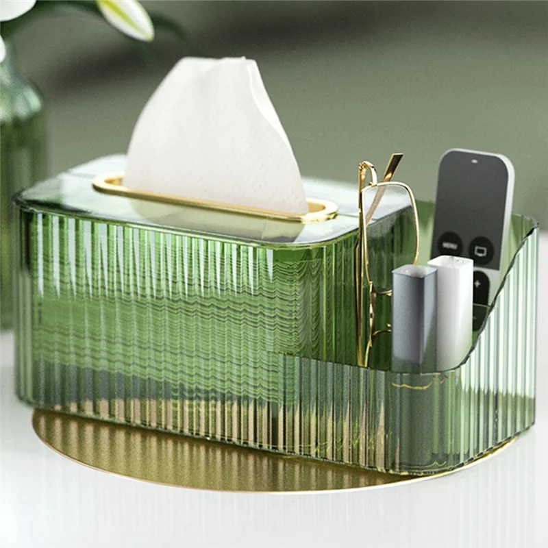 2 in 1 Acrylic Tissue Box Holder – Multifunctional Cosmetic & Tissue Organizer for Vanity & Bathroom