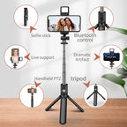 Selfie Stick with Bluetooth Remote & LED Light – Tripod Stand for Mobile (All-in-One)