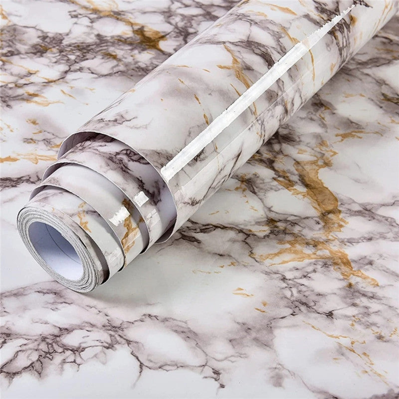 White Marble Sticker Sheet (60x200cm) – Self Adhesive Kitchen Countertop & Cabinet Cover