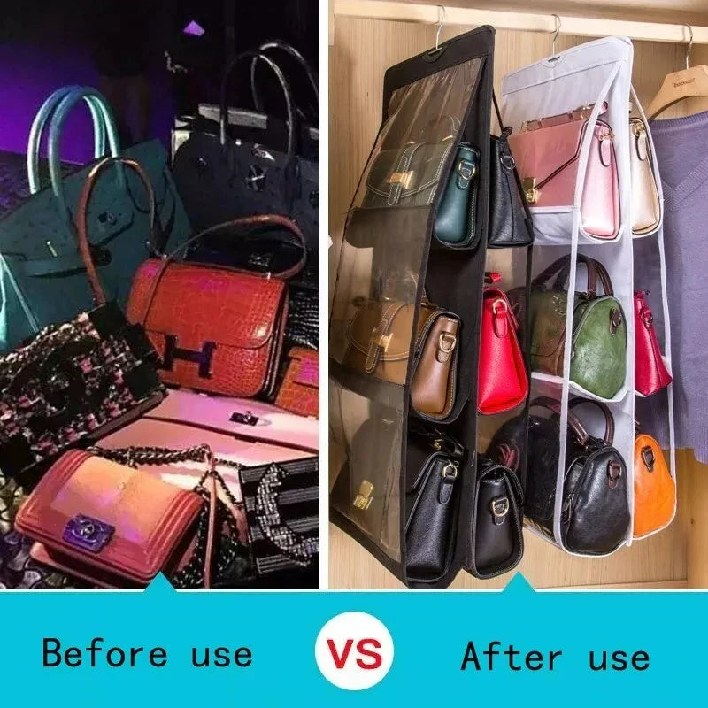 Buy 1 Get 1 Free Hanging Purse Organizer – Wardrobe Handbag Storage with Multiple Pockets