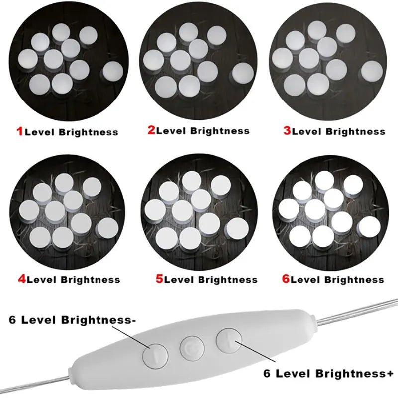 LED Vanity Mirror Light – 3 Color Modes Makeup Light (USB, Hollywood Style Lighting)