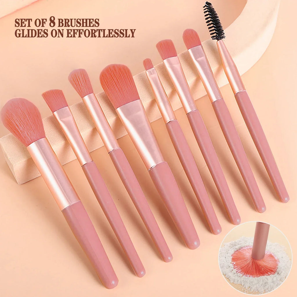 8pcs Makeup Brush Set – Soft Professional Cosmetic Brushes Kit for Face & Eyes
