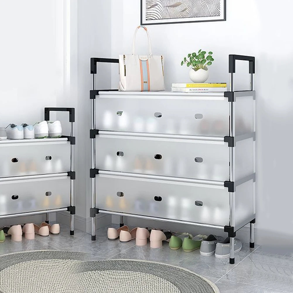 5 Layer Shoe Storage Rack with Dustproof Cover & Handles