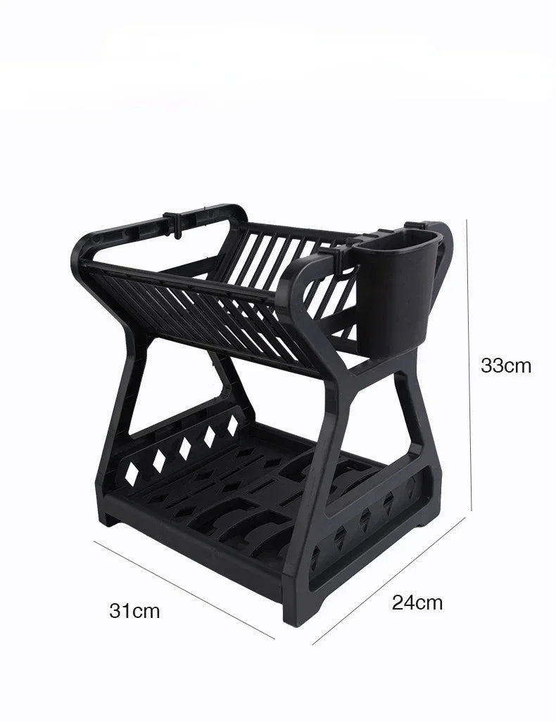 2-Tier Comfort Kitchen Rack – Dish Drying Rack with Cutlery Holder
