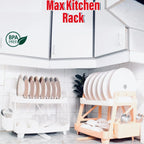 Max Kitchen Plate Stand – 2 Tier Dish Drying Rack with Drain Tray | BPA-Free Kitchen Organizer