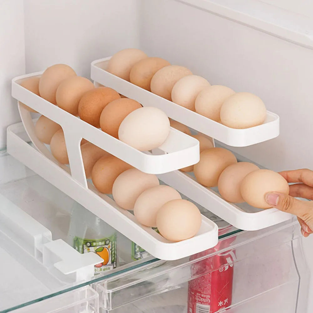 2 Layer Egg Storage Box – Fridge Egg Organizer Tray | Space Saving Egg Holder Container