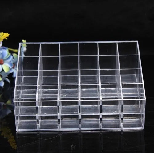 24 Grid Makeup Organizer – Acrylic Cosmetic Storage Box | Lipstick, Nail Polish & Beauty Organizer