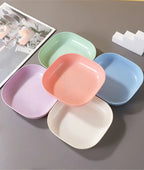 10PCS Plate Set with Stand – Multi-Color Snack Plates with Storage Holder | Durable Serving Dish Set