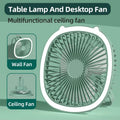 3 in 1 Portable Desktop Fan with LED Light – Table, Wall & Ceiling Hanging Fan (Rechargeable)