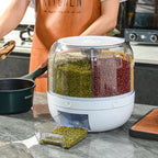 Rotatable Airtight Rice Dispenser with 6-Portion Storage - Waterproof & Moisture-Proof Kitchen Storage Solution