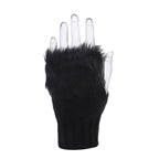 Winter Women Gloves – Soft Wool Knit Fingerless Gloves with Fur | Warm & Stylish Hand Warmers