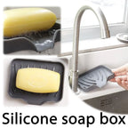Silicone Soap Dish with Drain – Self Draining Soap Holder for Bathroom & Kitchen