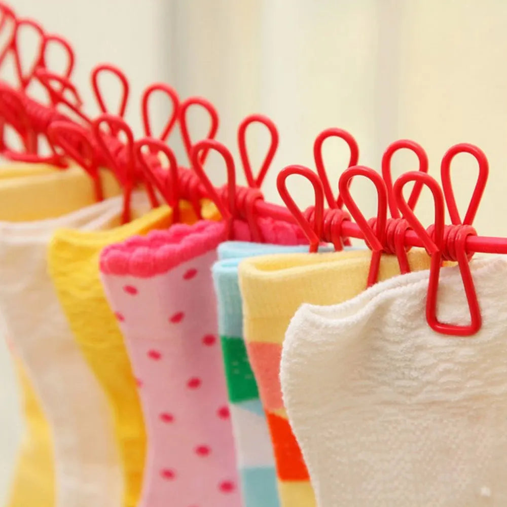 Portable Clothesline 185CM with 12pcs Clips for Home